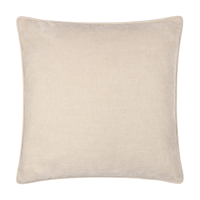 Square Heavy Chenille Velvet Linen cushion in beige, showing a plain slubbed textured face with piped edge trim, on a white background.