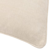 Close-up of the Heavy Chenille Velvet Linen Cushion showing its textured beige weave and piped edge trim, corner detail visible.