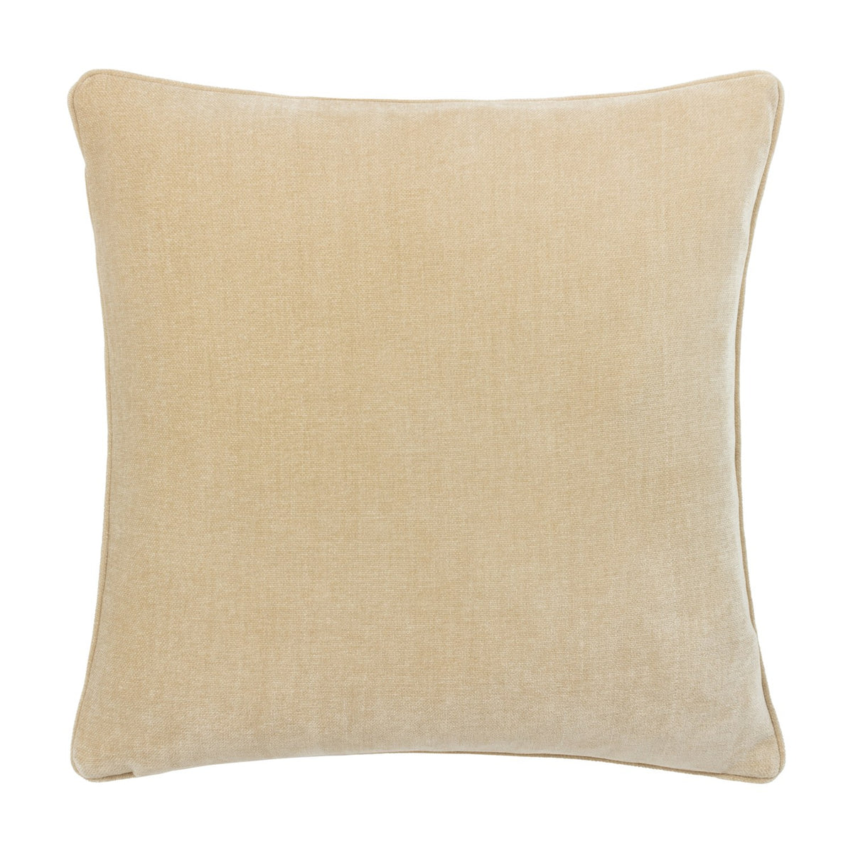 Heavy Chenille Eyelet Velvet Cushion in natural cream, square with piped edge trim, shown on a plain white background.