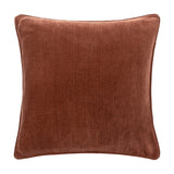 Square Heavy Chenille Eyelet Velvet Cushion in Nutmeg, a warm reddish-brown, with piped edges and a plain front, shown against a white background.
