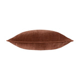 Heavy Chenille Eyelet Velvet Cushion in Nutmeg, a plain-fronted square scatter cushion in warm reddish-brown chenille fabric, shown side-on against a plain white background.