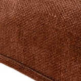 Close-up of the Heavy Chenille Eyelet Velvet Cushion in Nutmeg, showing the dense reddish-brown chenille pile and stitched seam edge.