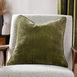 Heavy Chenille Eyelet Velvet Cushion - Olive