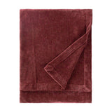 Heavy Chenille Eyelet Velvet Throw in beetroot red, folded to show its plush textured surface, on a plain white background.