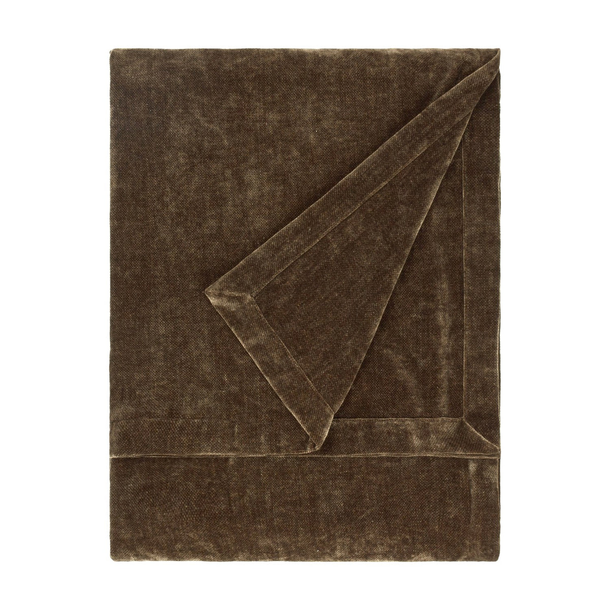 Heavy Chenille Eyelet Velvet Throw in deep brown, folded to show its dense pile and soft variegated finish, on a plain white background.