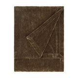 Heavy Chenille Eyelet Velvet Throw in deep brown, folded to show its dense pile and soft variegated finish, on a plain white background.