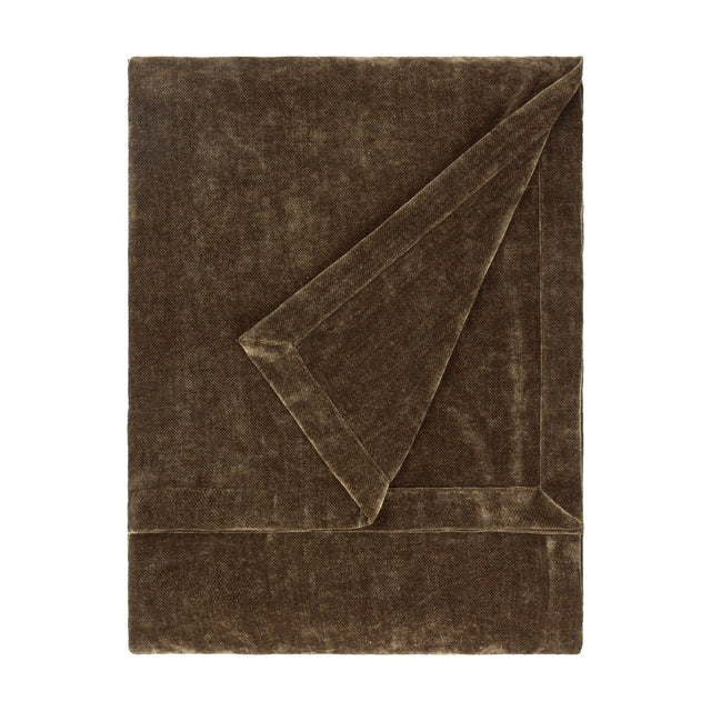 Heavy Chenille Eyelet Velvet Throw in deep brown, folded to show its dense pile and soft variegated finish, on a plain white background.