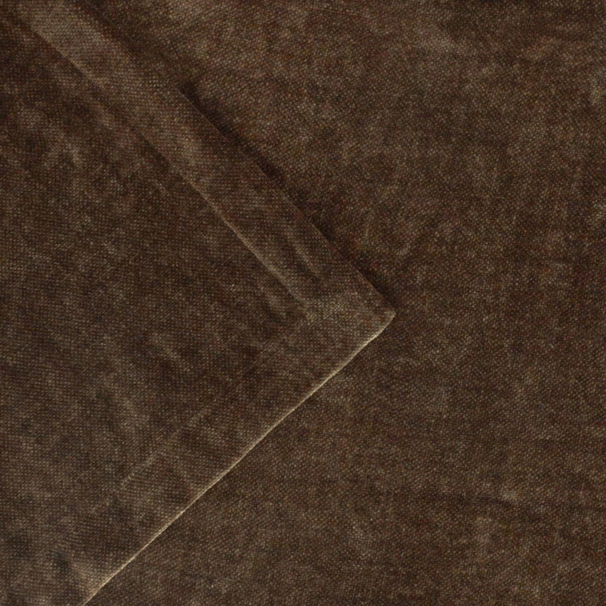 Heavy Chenille Eyelet Velvet Throw in deep brown, close-up of folded corner showing dense velvet chenille pile with subtle tonal variation.