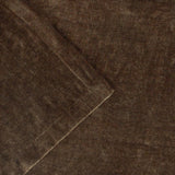 Heavy Chenille Eyelet Velvet Throw in deep brown, close-up of folded corner showing dense velvet chenille pile with subtle tonal variation.