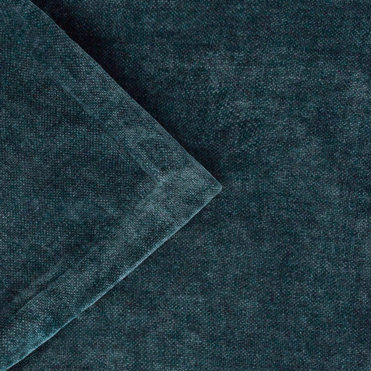 Folded corner of the Heavy Chenille Eyelet Velvet Throw in navy, showing the dense chenille nap with light-catching texture across the fabric folds.
