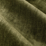 Close-up of Heavy Chenille Velvet Plain Eyelet Curtains in olive green, showing the fabric's soft draped folds and dense, textured pile.