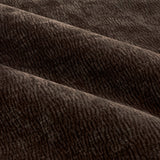 Close-up of Heath Pencil Pleat Curtains in espresso brown, showing enzyme-washed velvet with a subtle jacquard weave texture across soft folds.