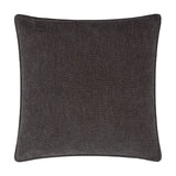 Square Heath cushion in charcoal washed velvet jacquard with a subtle textured pattern and matching piped edge, shown on a plain white background.