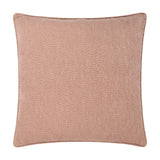 Heath Washed Velvet Jacquard Polyester Cushion in dusky pink (Cotta) with a subtle rippled texture, piped edge trim, and zip closure, shown against a plain white background.
