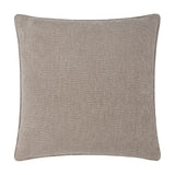 Square Heath cushion in greige washed velvet jacquard with a rippled pile texture and piped edge, shown on a plain white background.