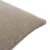 Close-up of the Heath Washed Velvet Jacquard Polyester Cushion in greige, showing the rippled velvet pile and piped edge against a white background.