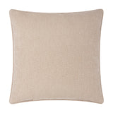 Heath Washed Velvet Jacquard Linen Cushion, square with piped edges, matt textured velvet in soft linen tone, shown on a plain white background.