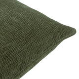 Close-up of the Heath cushion in olive green washed velvet jacquard, showing the woven textured pattern and piped edge, on a plain white background.
