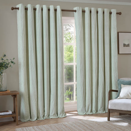 Hebden Cotton Fully Lined Eyelet Curtains - Eucalyptus