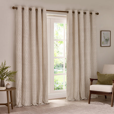 Hebden Cotton Lined Eyelet Curtains - Natural
