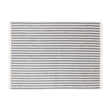 Hebden Striped Cotton Bath Mat in grey, a rectangular terry cotton mat with alternating grey and off-white horizontal stripes, shown on a plain white background.