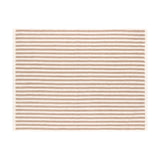 Hebden Striped Cotton Bath Mat in natural, a rectangular terry cotton mat with repeating beige horizontal stripes on an off-white ground, shown on a plain white background.