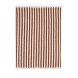 Hebden Striped Cotton Bath Mat in pecan brown, featuring vertical cotton terry stripes on a cream ground, shown flat on a plain white background.