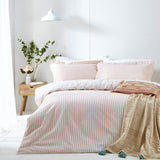 Hebden Cotton Striped Duvet Cover Set - Blush