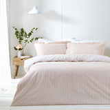 Hebden Cotton Striped Duvet Cover Set - Blush