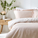 Hebden Cotton Striped Duvet Cover Set - Blush