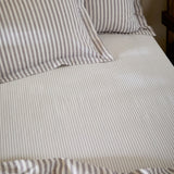 Hebden Striped Cotton Fitted Sheet - Mauve