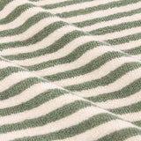 Close-up of the Hebden Striped Cotton Towels in Forest, showing woven cotton terry fabric with even green and cream vertical stripes.