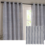 Hebden Cotton Printed Eyelet Curtains - Navy