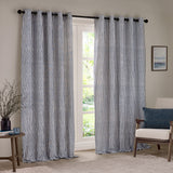 Hebden Cotton Printed Eyelet Curtains - Navy