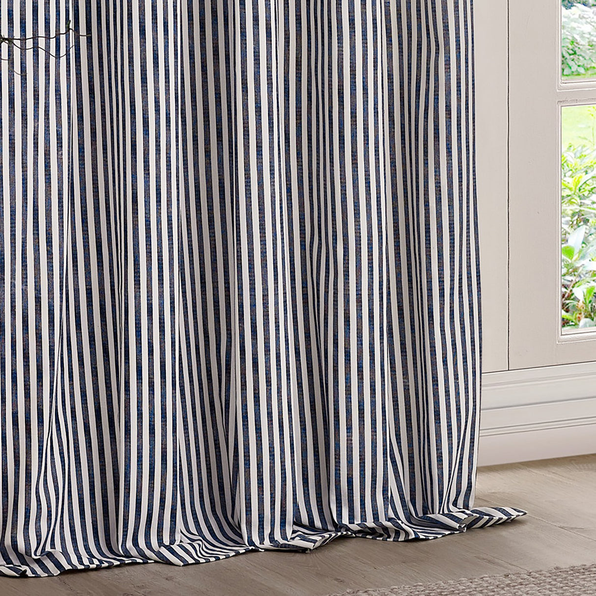 Hebden Cotton Printed Eyelet Curtains - Navy