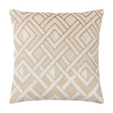 Henley Jacquard Velvet Cushion in warm taupe, 50 x 50cm square with a raised geometric diamond and diagonal pattern in taupe and off-white, shown on a plain white background.