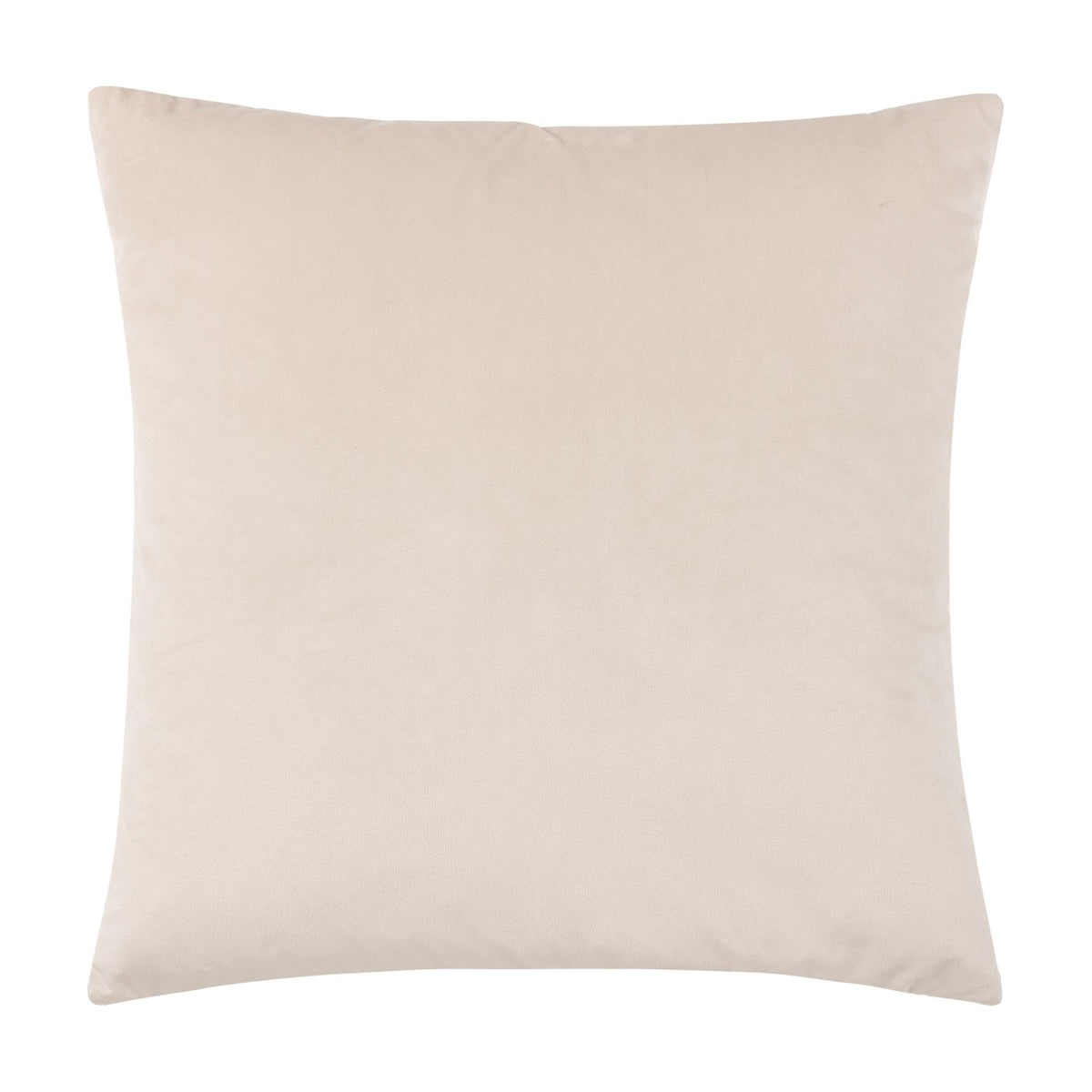 Henley Jacquard Velvet Cushion in warm taupe, plain square velvet cushion with piped edges shown on a white background, reverse side view.