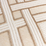 Close-up of the Henley Jacquard Velvet Cushion in warm taupe, showing raised geometric lattice pattern in off-white against a soft taupe velvet ground.