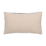 Himal Abstract Cotton Cushion in Dusk, plain cream reverse side shown, oblong lumbar shape with grey piped edge trim, photographed on a white background.