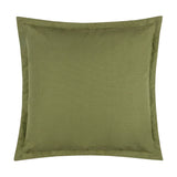Holmfirth Canvas Plain Cotton Cushion in eucalyptus green, a square cushion with a flat flange edge and matt woven finish, shown on a plain white background.