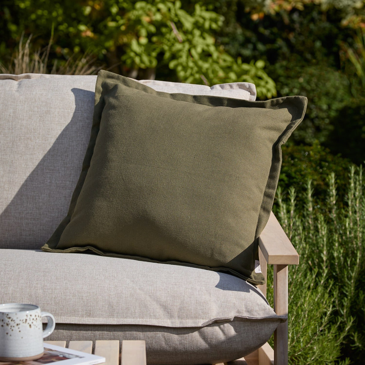 Holmfirth Canvas Plain Cotton Cushion - Lichen