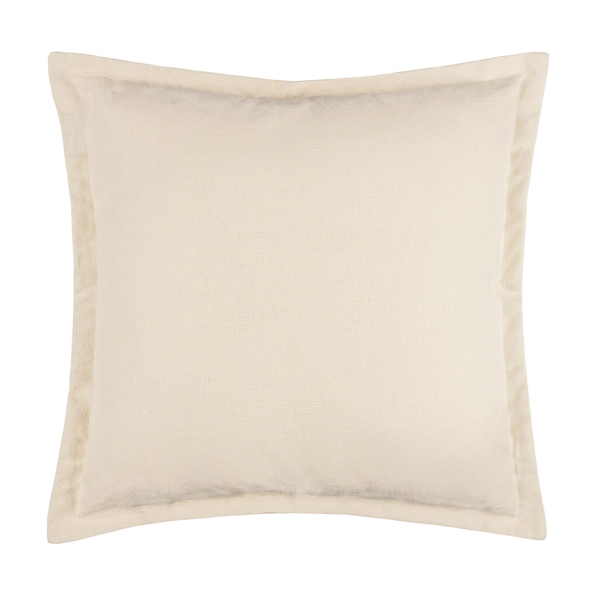 Holmfirth square cushion in natural cotton canvas with a plain front and flat oxford border edge, shown on a white background.