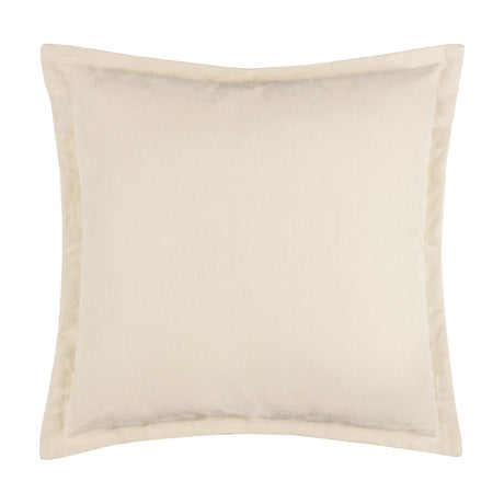 Holmfirth square cushion in natural cotton canvas with a plain front and flat oxford border edge, shown on a white background.