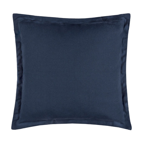 Holmfirth Canvas Plain Cotton Cushion in navy, square with a flat flange border edge, shown on a plain white background.