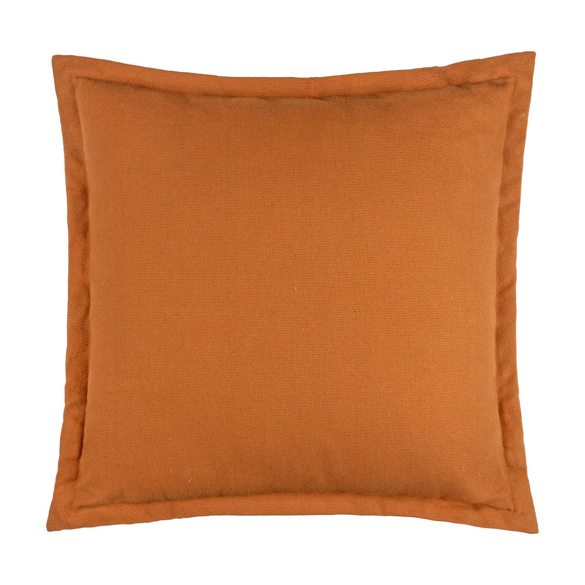 Holmfirth Canvas Plain Cotton Cushion in pecan orange, square with flanged edges and a tightly woven canvas texture, shown on a plain white background.