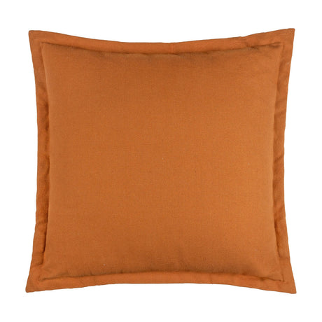 Holmfirth Canvas Plain Cotton Cushion in pecan orange, square with flanged edges and a tightly woven canvas texture, shown on a plain white background.