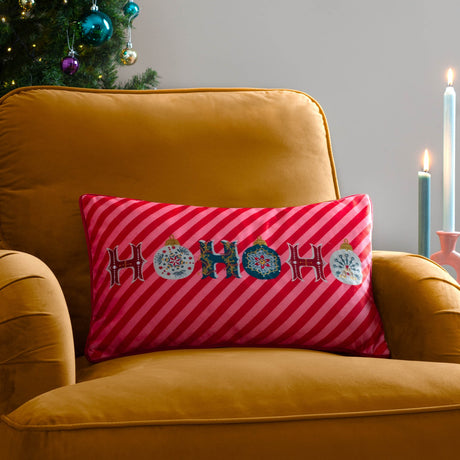 HoHoHo Abstract Velvet Cushion - Red