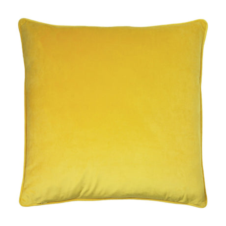 Hortus Animal Velvet Cushion in Ceylon yellow, a 50x50cm square velvet cushion with piped edges, shown plain-side on a white background.