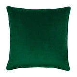 Hortus Animal Velvet Cushion in emerald green, square 50x50cm velvet fabric with piped edging, shown plain against a white background.