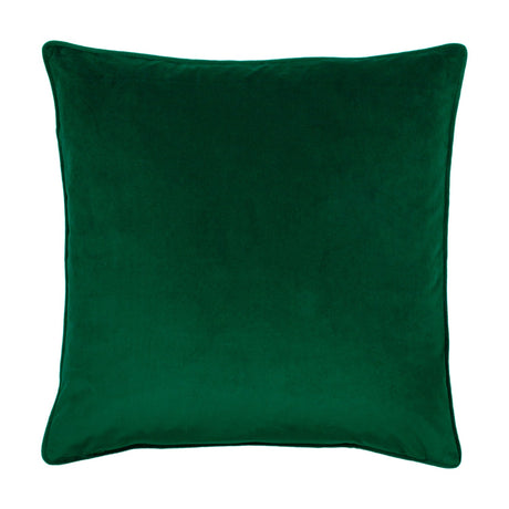 Hortus Animal Velvet Cushion in emerald green, square 50x50cm velvet fabric with piped edging, shown plain against a white background.